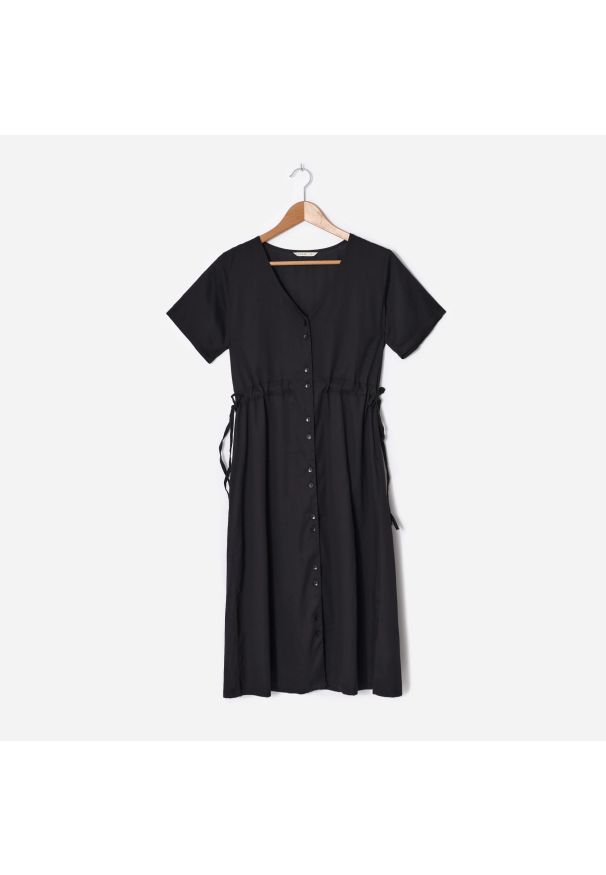 House - Bawełniana sukienka midi - Czarny. Kolor: czarny. Materiał: bawełna. Długość: midi