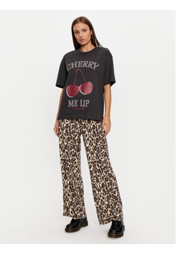 Gina Tricot T-Shirt 23980 Czarny Oversize. Kolor: czarny. Materiał: bawełna
