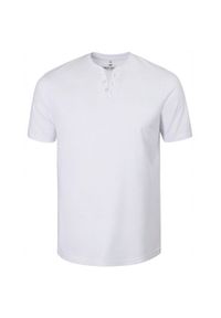 Męski T-Shirt, Dekolt z Guzikami - Pako Jeans - Biały. Okazja: na co dzień. Kolor: biały. Materiał: bawełna. Styl: casual