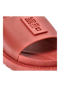 Big-Star - Czerwone Klapki Big Star Modne Buty Na Lato. Okazja: na spacer, na co dzień, na plażę. Kolor: czerwony. Materiał: materiał, syntetyk. Wzór: kolorowy. Sezon: lato. Styl: wakacyjny, casual, sportowy #4