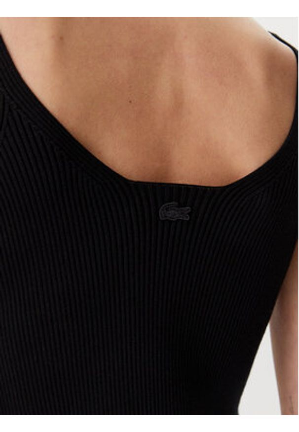 Lacoste Sukienka dzianinowa EF9270 Czarny Slim Fit. Kolor: czarny. Materiał: wełna