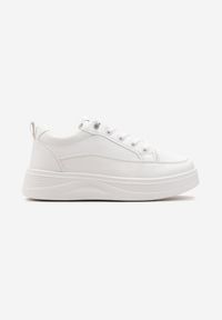 Born2be - Białe Sneakersy na Platformie z Gumową Zawieszką Usalla. Kolor: biały. Materiał: guma. Obcas: na platformie