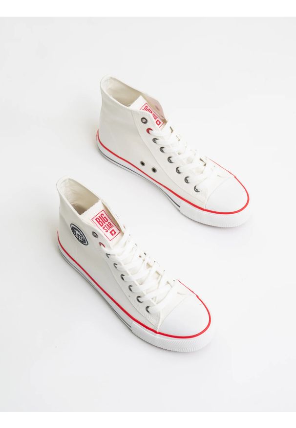 Big-Star - Trampki damskie wysokie białe JJ274A505 101. Nosek buta: okrągły. Kolor: biały. Materiał: jeans. Sezon: wiosna, lato