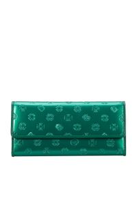 Wittchen - Damski portfel z lakierowanej skóry z monogramem zielony. Kolor: zielony. Materiał: lakier, skóra
