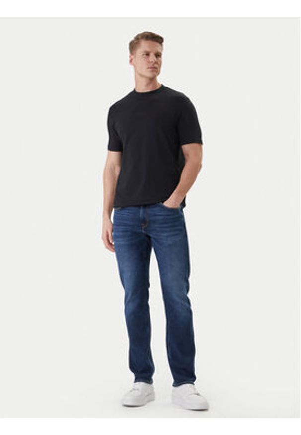 Karl Lagerfeld - KARL LAGERFELD T-Shirt 755047 562235 Granatowy Regular Fit. Typ kołnierza: dekolt w karo. Kolor: niebieski. Materiał: bawełna
