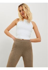 JJXX Top 12224661 Biały Rib Fit. Kolor: biały. Materiał: bawełna