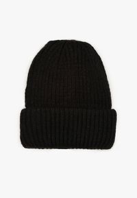 Born2be - Czarna Prążkowana Czapka Beanie z Wiskozą i Metaliczną Nicią Temiala. Kolor: czarny. Materiał: prążkowany, wiskoza. Styl: casual, elegancki #2
