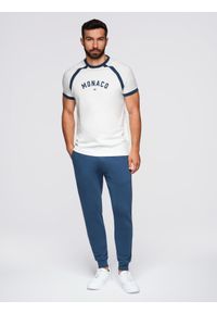 Ombre Clothing - Spodnie męskie dresowe typu jogger - granatowe V4 - Rozmiar: L. Okazja: na co dzień. Kolor: niebieski. Materiał: dresówka. Styl: casual