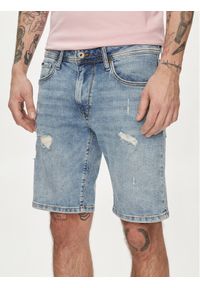 Pepe Jeans Szorty jeansowe Taper Short PM801084RH2 Niebieski Regular Fit. Kolor: niebieski. Materiał: bawełna