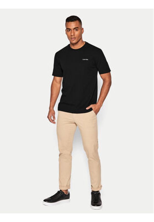 Calvin Klein T-Shirt Micro Logo Interlock K10K109894 Czarny Regular Fit. Kolor: czarny. Materiał: bawełna