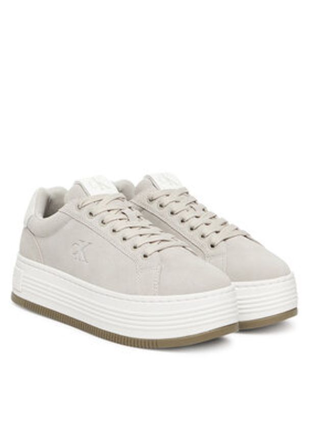 Calvin Klein Jeans Sneakersy Bold Flatf Low Lace Mg Sd YW0YW01839 Szary. Kolor: szary. Materiał: skóra, zamsz