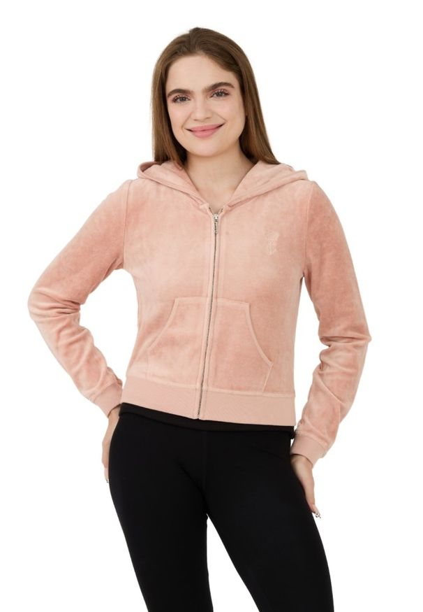 Juicy Couture - JUICY COUTURE Beżowa damska bluza Heritage Robyn Hoodie, Rozmiar M. Kolor: beżowy