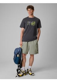 4f - 4F T-shirt regular z nadrukiem męski - szary L. Okazja: na co dzień. Kolor: szary. Materiał: dzianina, bawełna. Wzór: nadruk. Styl: casual #2