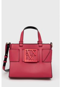 Armani Exchange - Torebka. Kolor: różowy. Rodzaj torebki: na ramię #1