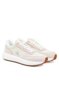 Calvin Klein Jeans Sneakersy Athleisure Runner Laceup Mix Wn YW0YW01774 Biały. Kolor: biały. Materiał: skóra, zamsz