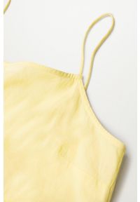 mango - Mango Sukienka COTTON kolor żółty maxi rozkloszowana. Kolor: żółty. Materiał: bawełna, materiał. Długość rękawa: na ramiączkach. Typ sukienki: rozkloszowane. Długość: maxi #5