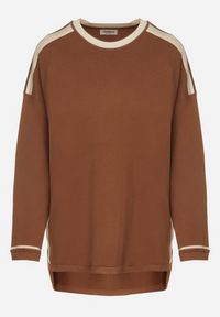 Born2be - Brązowy Sweter z Bawełną i Metaliczną Nicią Tusima. Kolor: brązowy. Materiał: bawełna. Styl: klasyczny, elegancki #3