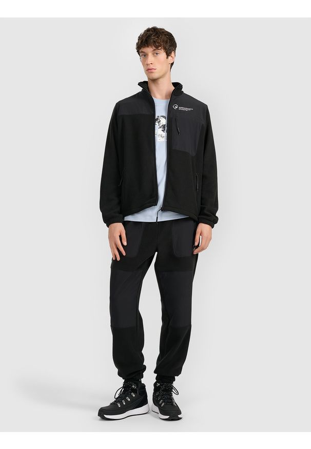 4f - 4F Spodnie polarowe joggery męskie - czarne L. Kolor: czarny. Materiał: polar