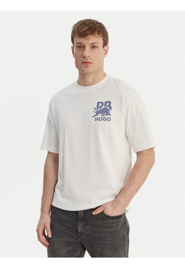 Hugo - HUGO T-Shirt Delel_RB 50564572 Biały Relaxed Fit. Kolor: biały. Materiał: bawełna