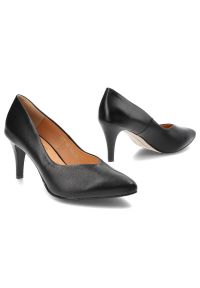 Czarne Czółenka Clasicco Eleganckie Buty Na Obcasie. Kolor: czarny. Materiał: skóra. Szerokość cholewki: normalna. Obcas: na obcasie. Styl: elegancki. Wysokość obcasa: średni #8