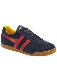 Buty do chodzenia męskie Gola Harrier Suede. Zapięcie: sznurówki. Kolor: czerwony, niebieski, wielokolorowy. Materiał: zamsz, materiał. Szerokość cholewki: normalna. Sport: turystyka piesza