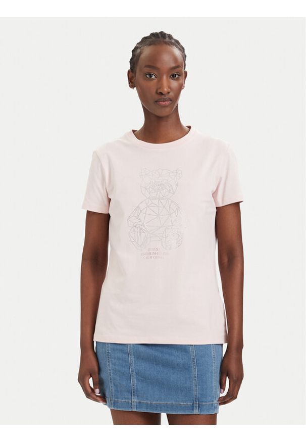 Guess T-Shirt V6GI12 K3325 Różowy Regular Fit. Kolor: różowy. Materiał: bawełna