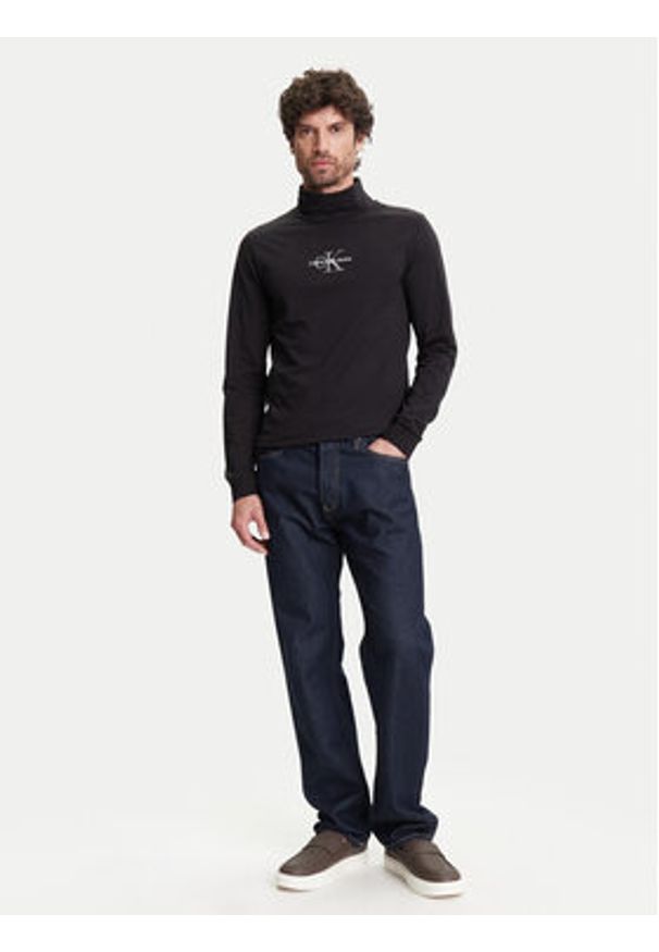 Calvin Klein Jeans Golf J30J321701 Czarny Slim Fit. Typ kołnierza: golf. Kolor: czarny. Materiał: bawełna