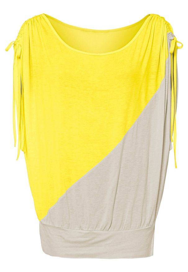 Shirt "nietoperz" bonprix limonka - naturalny. Kolor: żółty