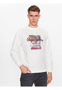 Pepe Jeans Bluza Melbourne Sweat PM582483 Biały Regular Fit. Kolor: biały. Materiał: bawełna #1