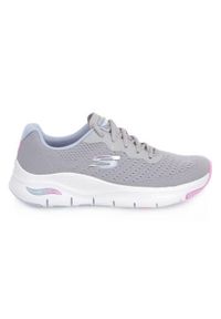 skechers - Buty do chodzenia damskie Skechers Gymt Arch Fit. Zapięcie: sznurówki. Kolor: szary. Materiał: guma, tkanina. Szerokość cholewki: normalna. Sport: turystyka piesza