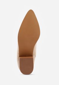 Born2be - Ciemnobeżowe Botki Vices Kowbojki na Słupku Vertiona. Okazja: na co dzień. Kolor: beżowy. Materiał: jeans. Sezon: zima, jesień. Obcas: na słupku. Styl: casual. Wysokość obcasa: średni #8