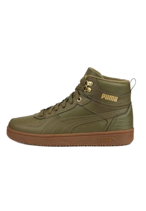 Buty Puma Rebound Rugged M 38759207 zielone. Okazja: na co dzień. Wysokość cholewki: za kostkę. Kolor: zielony. Materiał: materiał, guma. Szerokość cholewki: normalna