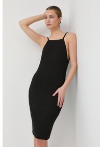 Guess sukienka kolor czarny mini dopasowana. Kolor: czarny. Materiał: dzianina. Typ sukienki: dopasowane. Długość: mini #1