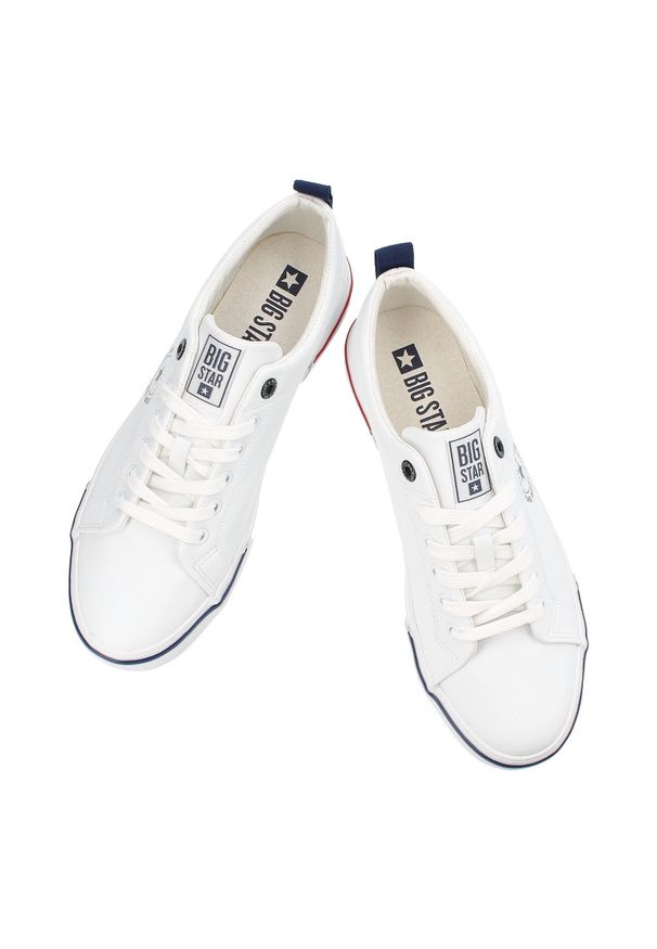 Big-Star - Białe Trampki Big Star Sportowe Obuwie Męskie. Kolor: biały. Materiał: skóra ekologiczna, jeans. Sezon: lato. Styl: sportowy
