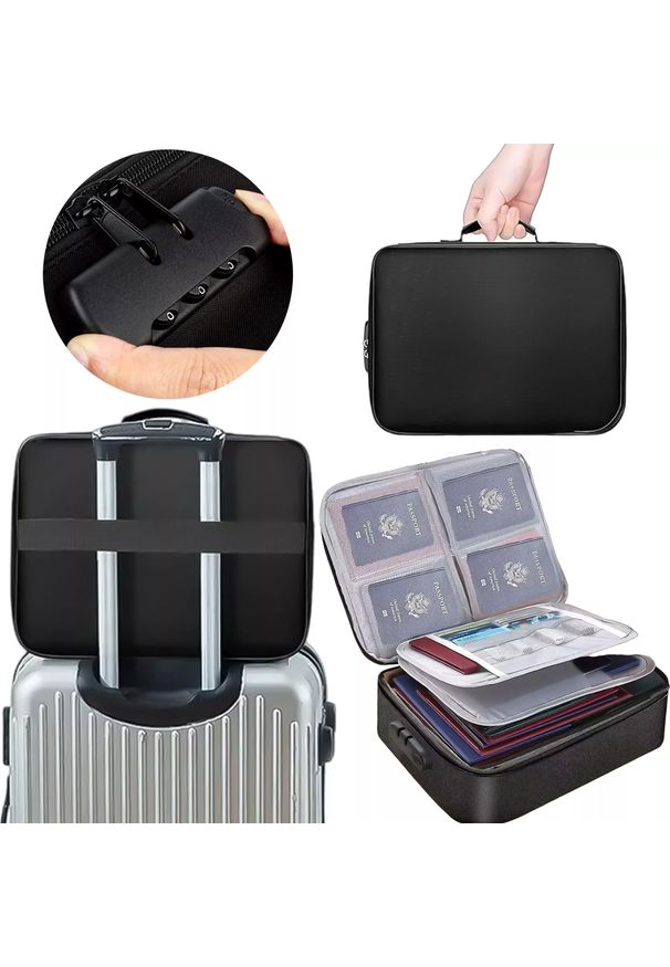 Walizka torba podróżna Alogy Bag for Documents with Number Lock - 37x11x27cm Czarna. Kolor: czarny