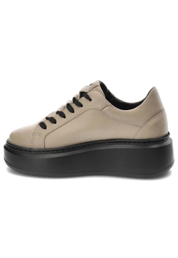 Beżowe Sneakersy Karino Modne Skórzane Buty. Kolor: beżowy. Materiał: skóra. Szerokość cholewki: normalna