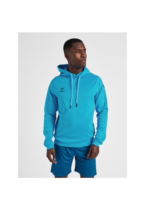 Bluza do piłki ręcznej dla dorosłych Hummel hml CORE XK poly z kapturem. Typ kołnierza: kaptur. Kolor: niebieski. Sezon: zima. Sport: piłka ręczna