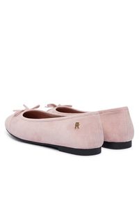 TOMMY HILFIGER - Tommy Hilfiger Baleriny Th Monogram Suede Ballerinas FW0FW09357 Różowy. Kolor: różowy. Materiał: skóra #3