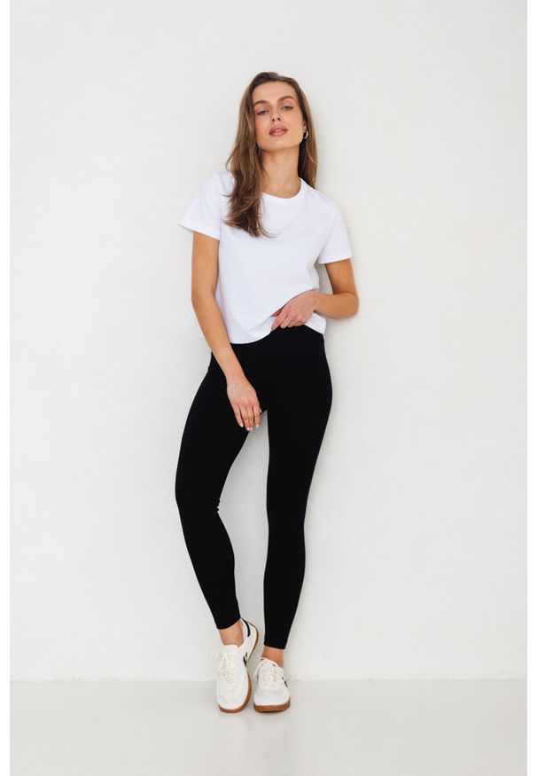 LEGINSY SUZANE CZARNE XL - Flawless. Kolor: czarny. Materiał: bawełna, prążkowany, skóra, dzianina. Wzór: jednolity, gładki. Sport: wspinaczka, joga i pilates
