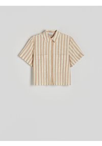 Reserved - Bawełniana koszula z krótkim rękawem - wielobarwny. Materiał: bawełna. Długość rękawa: krótki rękaw. Długość: krótkie