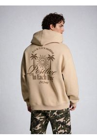 Sinsay - Bluza hoodie z nadrukiem Smiley - beżowy. Kolor: beżowy. Wzór: nadruk #1