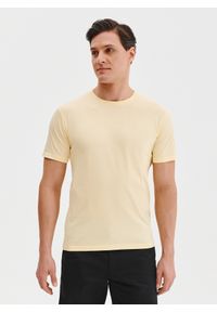 Pako Lorente - PAKO LORENTE – Bawełniany żółty t-shirt. Okazja: na co dzień. Kolor: czerwony, żółty, oliwkowy. Materiał: bawełna. Styl: casual #9