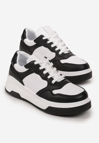 Born2be - Czarno-Białe Sneakersy na Grubej Podeszwie Lessa. Kolor: czarny #2