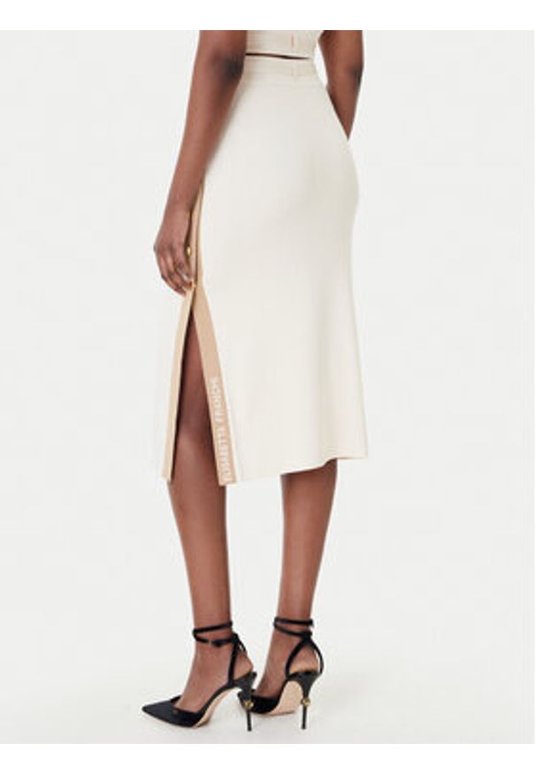 Elisabetta Franchi Spódnica midi GK-27S-61E2-V340 Beżowy Regular Fit. Kolor: beżowy. Materiał: wiskoza