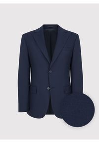 Pako Lorente - PAKO LORENTE - Granatowa marynarka garniturowa z wełną. Okazja: na spotkanie biznesowe. Kolor: niebieski. Materiał: wełna. Styl: biznesowy #10