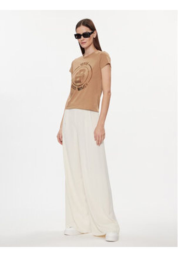 BOSS - Boss T-Shirt 50514738 Beżowy Regular Fit. Kolor: beżowy. Materiał: bawełna