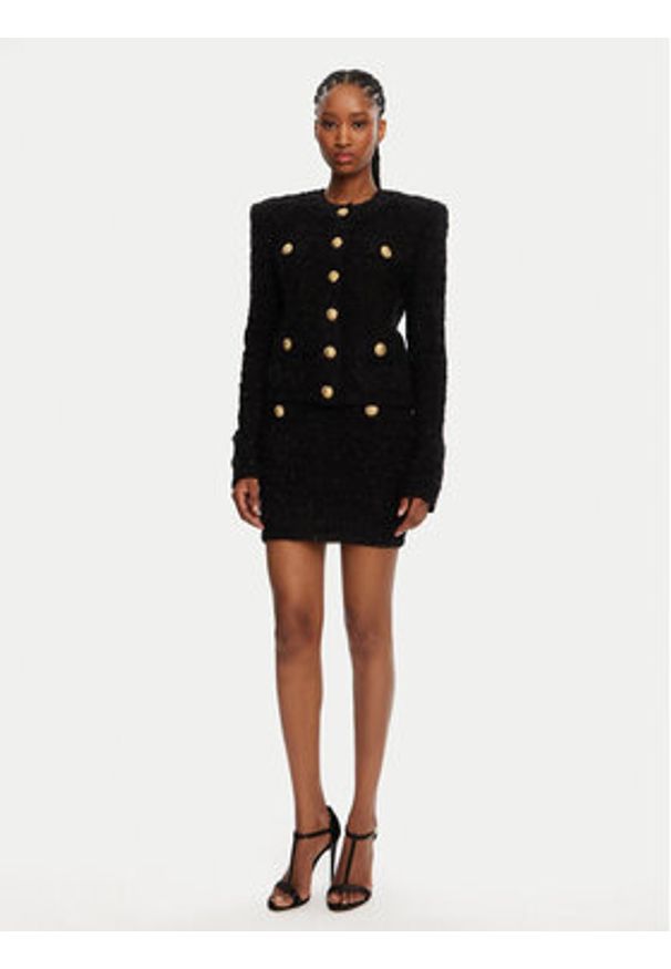 Balmain Spódnica mini DF1LB015KG43 Czarny Slim Fit. Kolor: czarny. Materiał: syntetyk