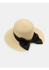 Sinsay - Kapelusz z dekoracyjną czarną kokardą - kremowy. Kolor: kremowy #1