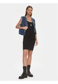 Calvin Klein Jeans Sukienka letnia Monologo J20J223420 Czarny Slim Fit. Kolor: czarny. Materiał: bawełna. Sezon: lato #3