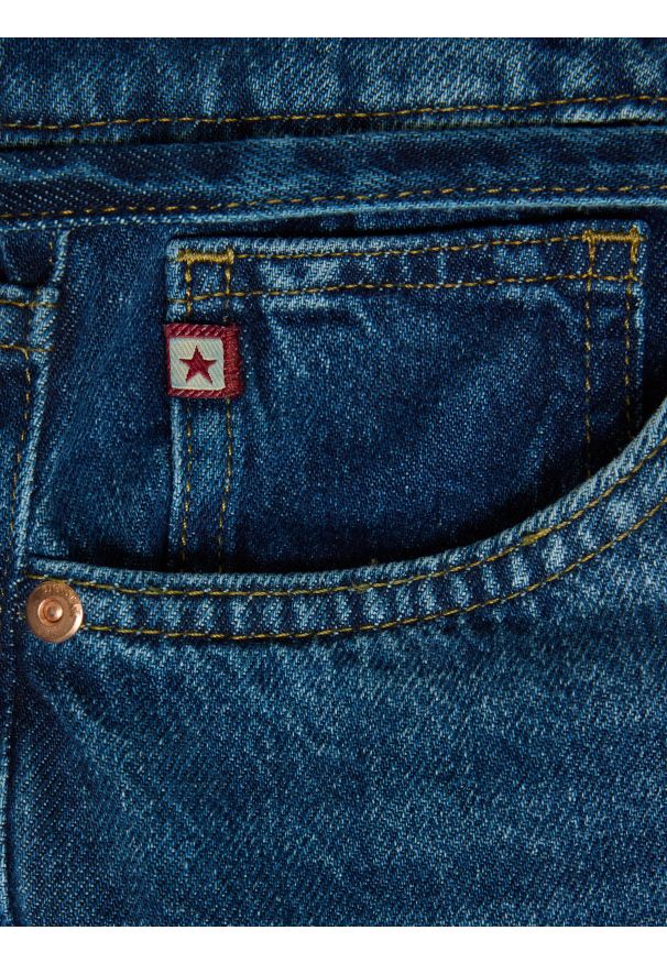 Big-Star - Jeansy damskie z szeroką nogawką granatowe Atrea 514. Kolor: niebieski. Styl: retro